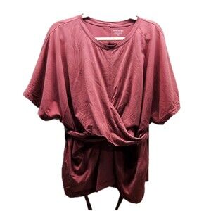 Banana Republic Womens Coral Shirt Wrap Tie Back Tshirt Suprima Cotton XXL